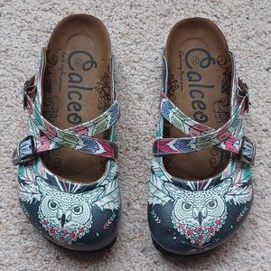 Calceo Owl Slip on Sandals size 6.5 EU 37